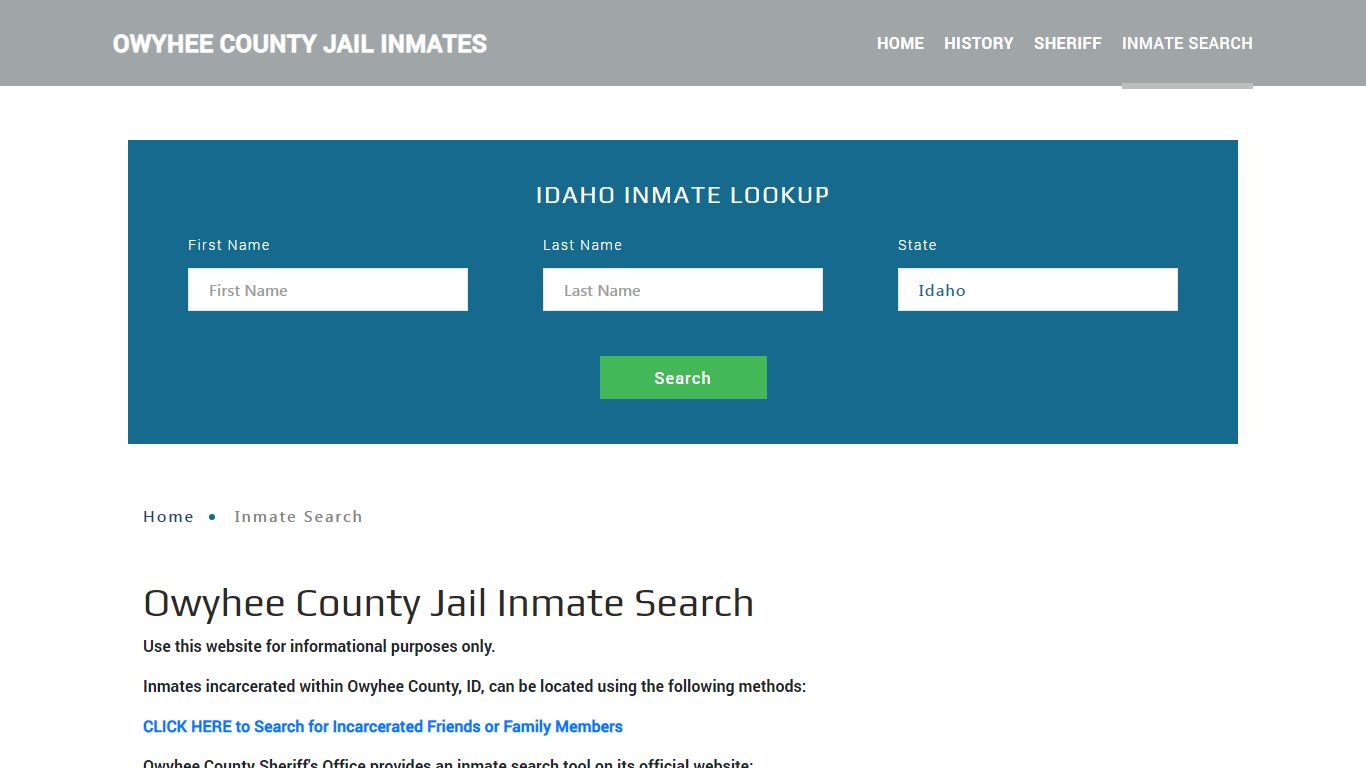 Owyhee County, ID Detainee Lookup